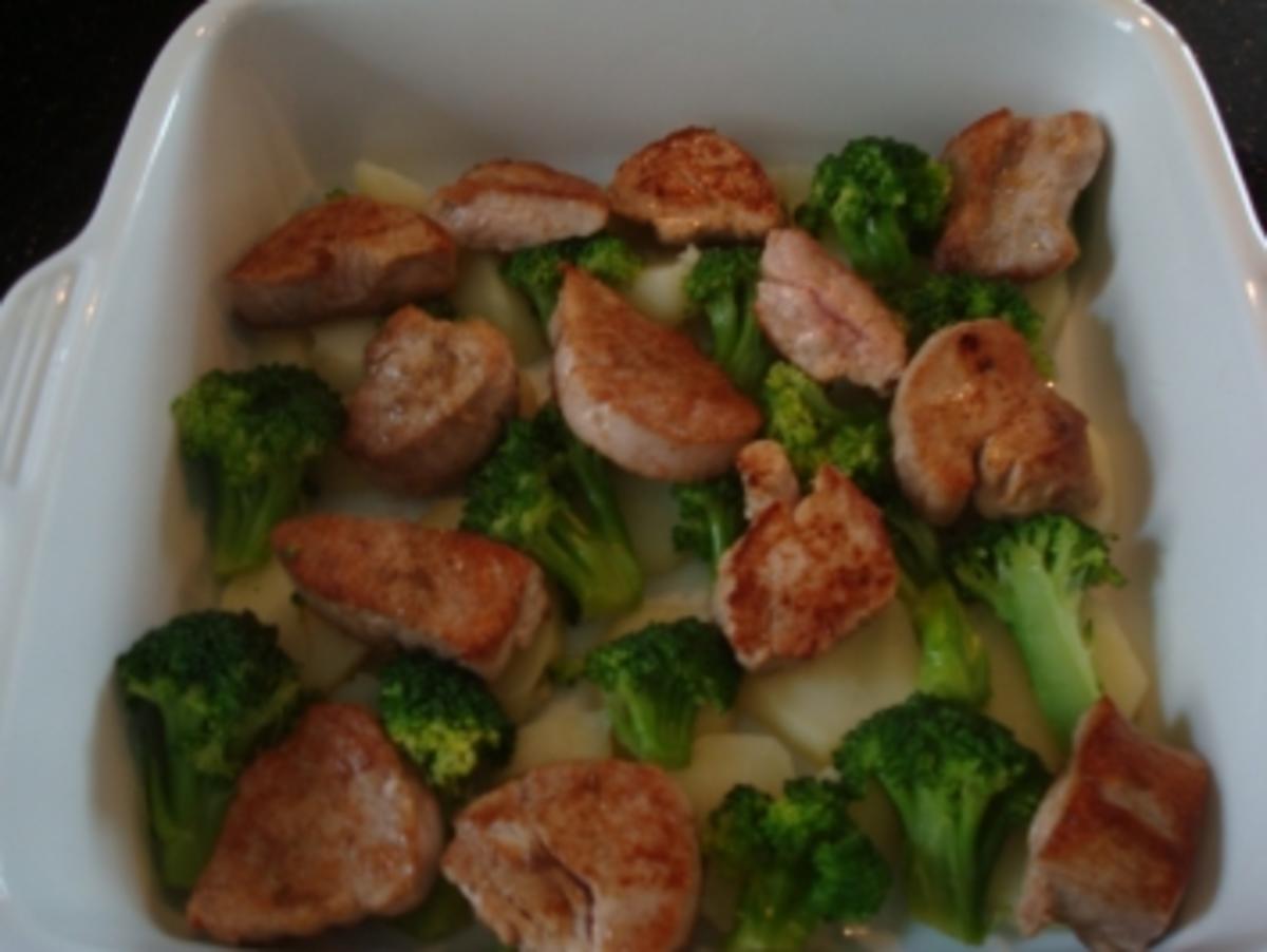 Schweinefilet auf Broccoli-Kartoffel-Gratin - Rezept