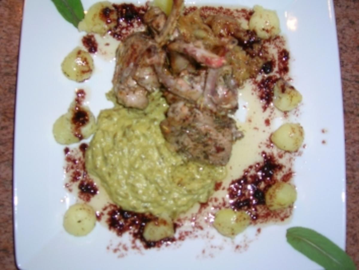 Lammkoteletts mit Knoblauch- und Bohnenmus - Rezept - Bild Nr. 2
