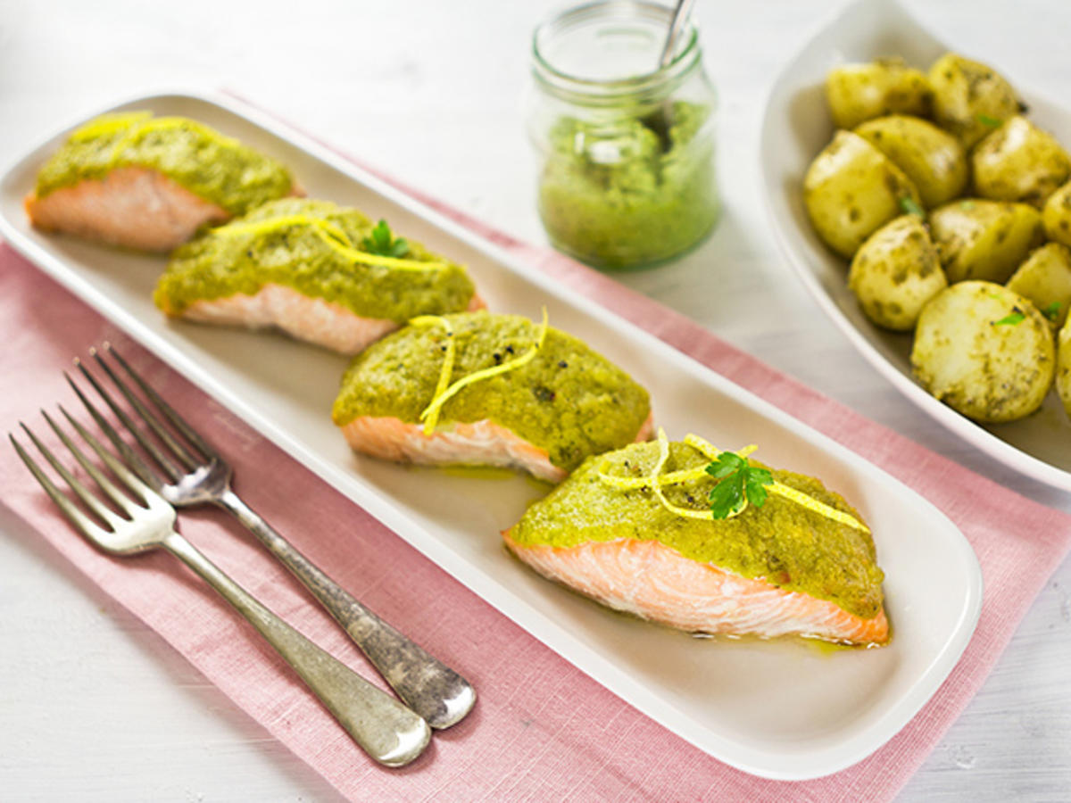 Lachs mit Pestokruste Rezept mit Bild kochbar.de