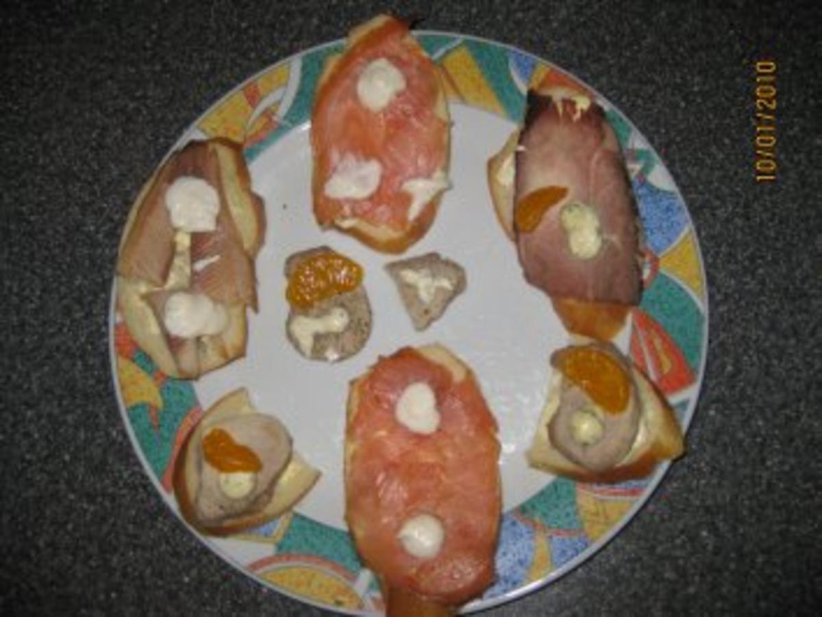 Bilder für Canapé Roquefort,Birne,Walnuss, Trauben - Rezept