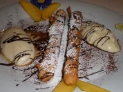 Süße Spargelstangen in Bierteig mit Limettenmousse aus weißer Schokolade - Rezept