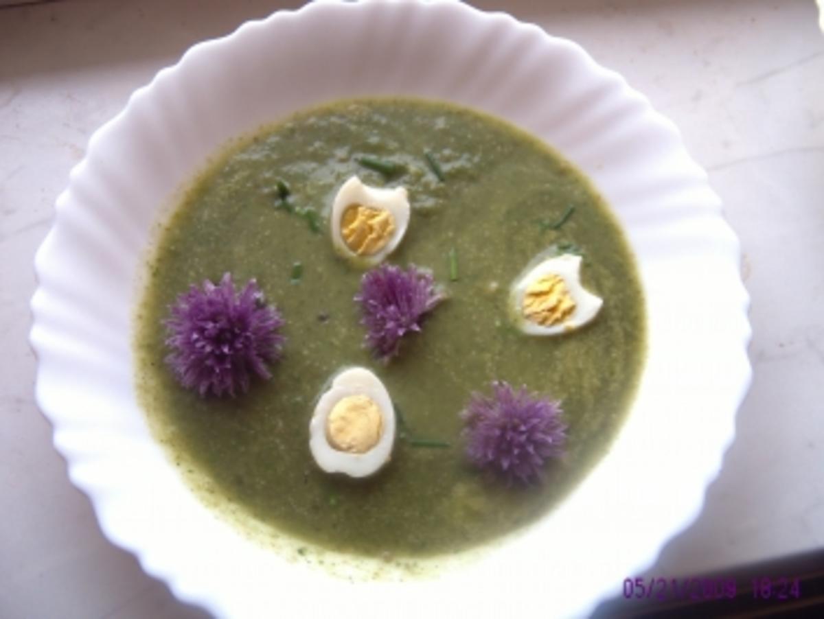 Bilder für Gartenkräutersuppe mit Wachteleier - Rezept