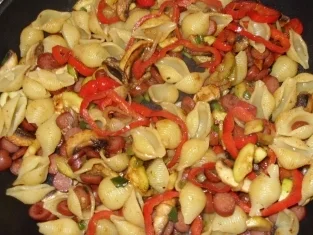 Rezept: Gemüse-Wurst-Nudelpfanne Bild Nr. 3 Gemüse-Wurst-Nudelpfanne - Rezept - Bild Nr. 3