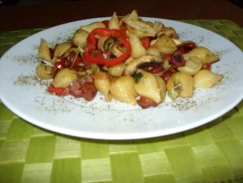 Rezept: Gemüse-Wurst-Nudelpfanne Bild Nr. 4 Gemüse-Wurst-Nudelpfanne - Rezept - Bild Nr. 4