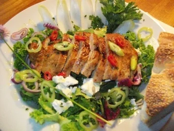 verschärfte Pute im Salatbett - Rezept