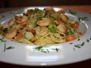 Fettucine mit  Gemüse und Scampi´s - Rezept