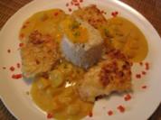 Truthahn - Putenschnitzel im Mandelkleid mit einer Currysauce - Rezept