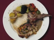 Haserl mit Pfiff mit Gemüsebeilage - Rezept