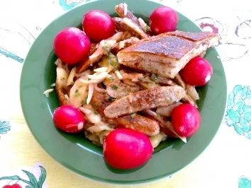 Rezept: Spargel-Salat mit Nürnberger Bratwurst Bild Nr. 3 Spargel-Salat mit Nürnberger Bratwurst - Rezept - Bild Nr. 3