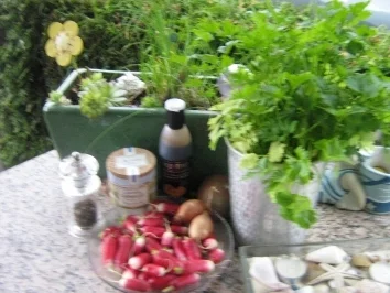 Eichblattsalat mit Cocktailtomaten, Radieschen und Sauce Vingrette - Rezept - Bild Nr. 2