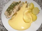 Kräuterlachs auf Spargel mit Senf-Hollandaise>> - Rezept