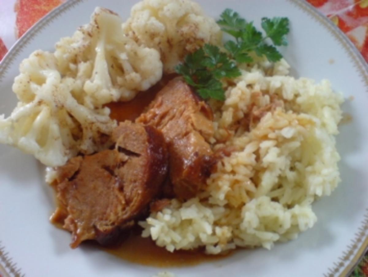 Kaßlerbraten mit Reis und Blumenkohl - Rezept - Bild Nr. 6