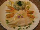 Schollenfilet mit einer leichten Senfsauce, Gemüsebündchen & Kräuterreis - Rezept