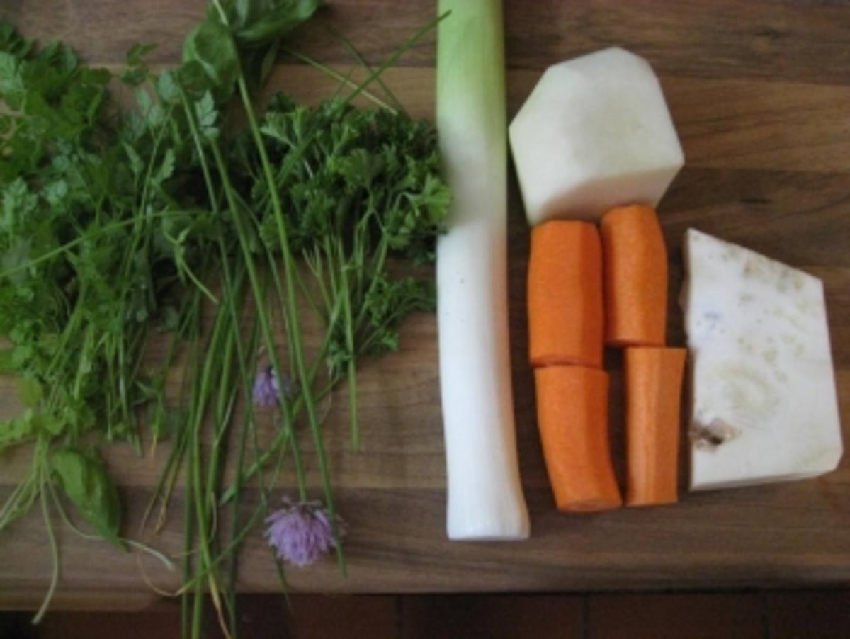 Schollenfilet mit einer leichten Senfsauce, Gemüsebündchen & Kräuterreis - Rezept - Bild Nr. 2