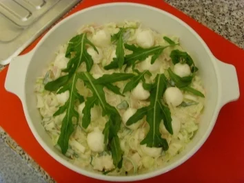 überbackener lauch in senfsoße - Rezept