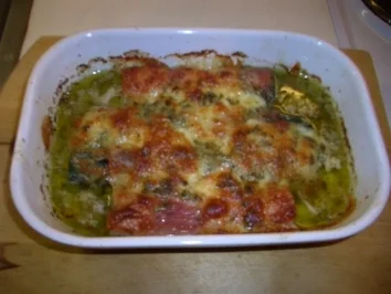 Schinken - Lauch - Röllchen überbacken - Rezept