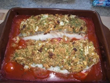 Rezept: Seelachsfilet mit Zwiebelkruste Seelachsfilet mit Zwiebelkruste - Rezept