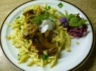 gebratene Spätzle mit Pilzsoße - Rezept