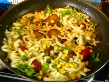 Spätzlepfanne mit Fleisch , Tomaten und Mais - Rezept - Bild Nr. 3