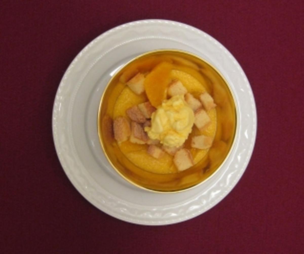 Orangenpolenta mit cremigem Sorbet - Rezept