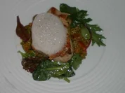 Tunfisch auf Pistazienpüree mit Tomatenmarmelade und Ingwerschaum - Rezept