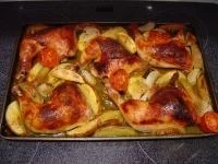 Rezept: Hühnchenkeule an Rosmarinkartoffel Hühnchenkeule an Rosmarinkartoffel - Rezept