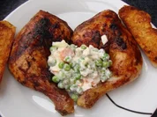 gegrilltes Jogurthuhn mit Erbsen Minze Salat - Rezept