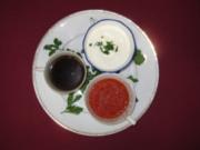 Petersilienwurzelsüppchen, Pilzessenz und Tomatensüppchen mit Brot - Rezept