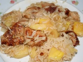 Rezept: Ananas-Apfelreis mit Schweinefilet Ananas-Apfelreis mit Schweinefilet - Rezept