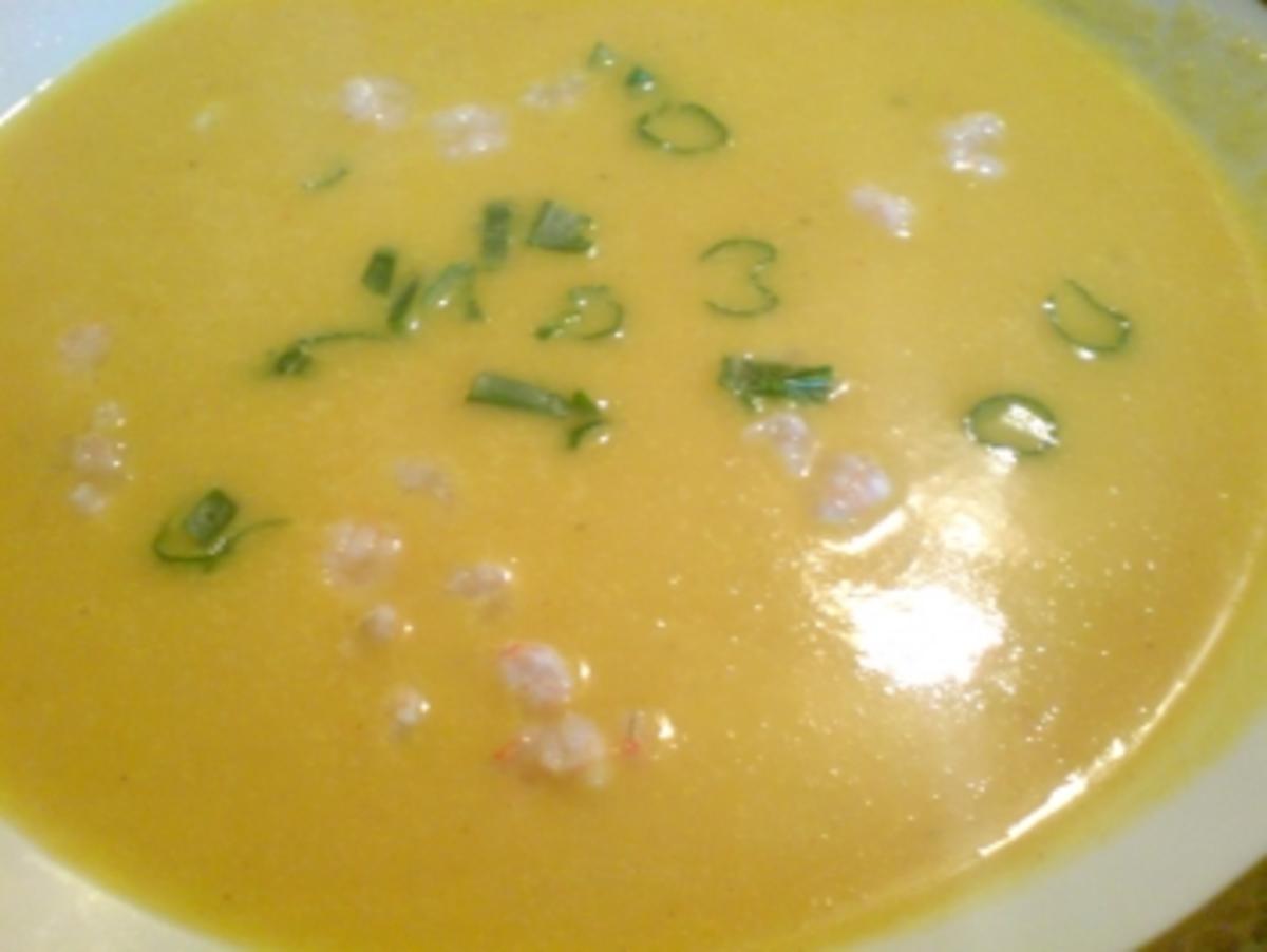 Suppe "Karotten-Orangen-Suppe mit Shrimps" - Rezept