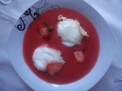 Schnee-Muffins in Erdbeersoße - Rezept