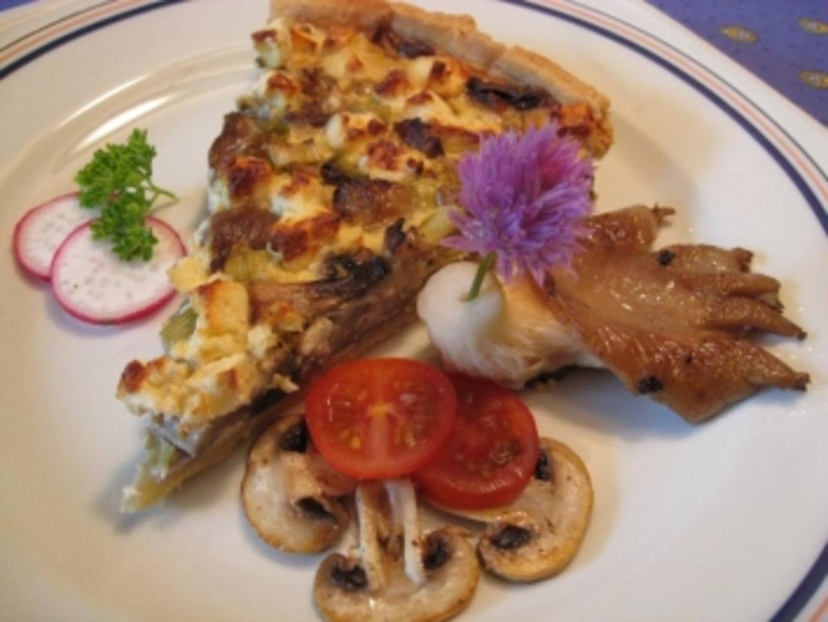 Quiche mit Austernpilze , Champignons  &  Feta - Rezept