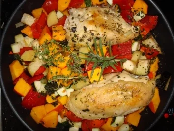 Rezept: Gebratene Hühnerbrust mit buntem Gemüse Bild Nr. 4 Gebratene Hühnerbrust mit buntem Gemüse - Rezept - Bild Nr. 4