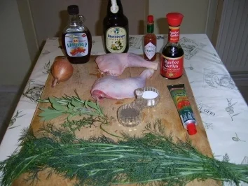 Hähnchenschenkel im Kräuterbett an Biersauce - Rezept - Bild Nr. 2