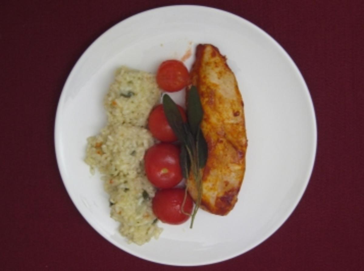 Bilder für Honig-Hähnchen an Salbei-Risotto - Rezept