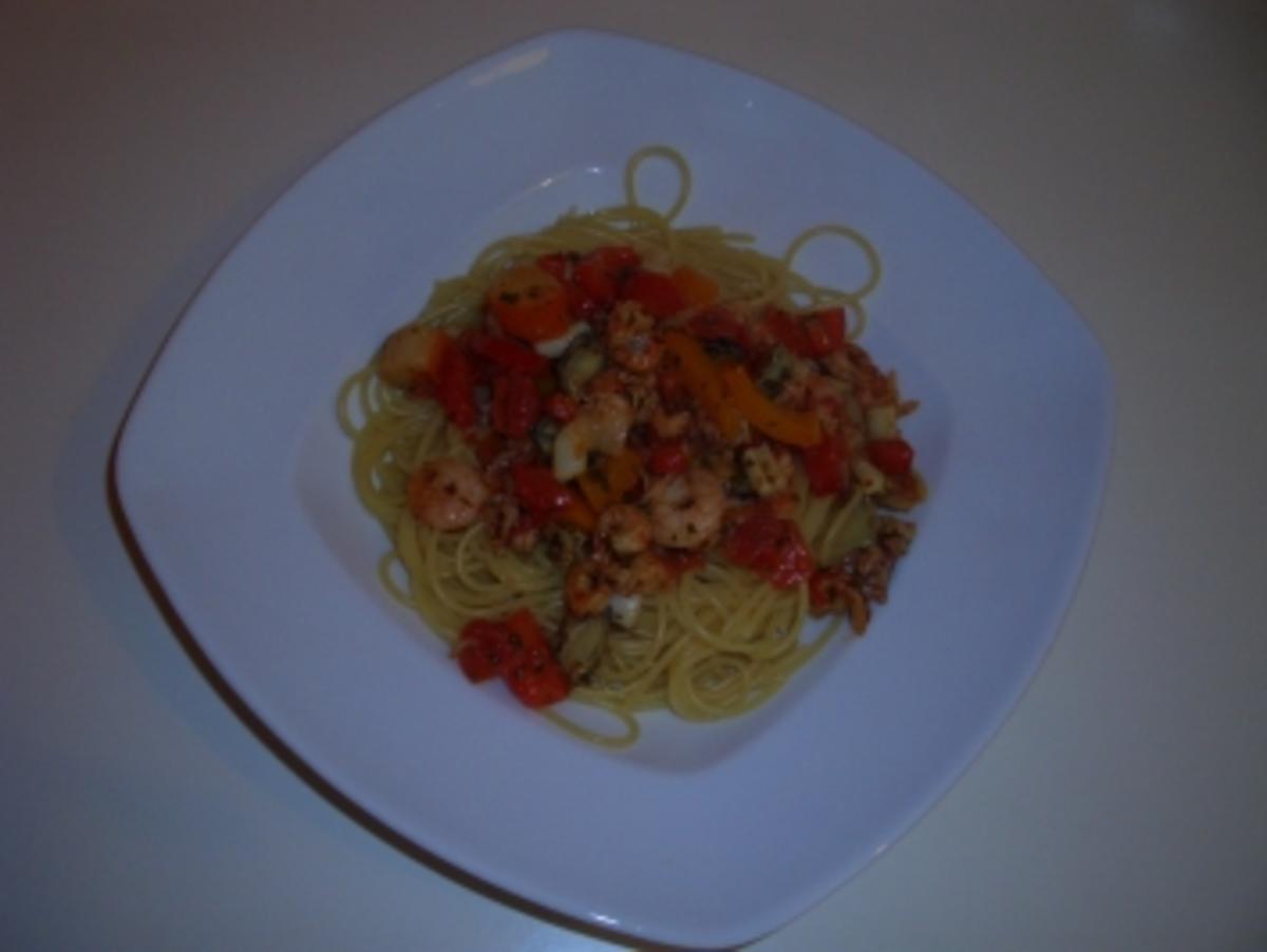 Meeresfrüchte auf Spaghetti - Rezept