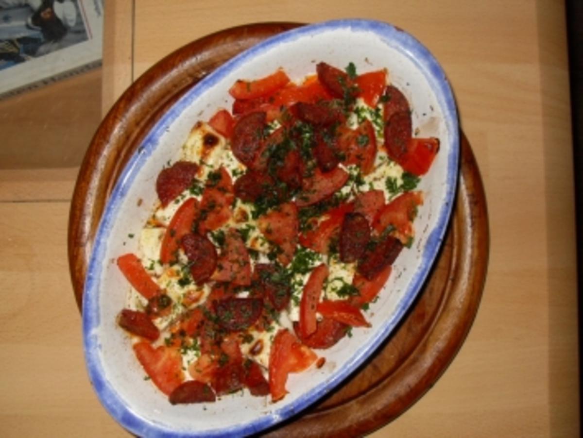 Chorizo-Schafskäse-Tomaten-Gratin - Rezept