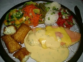 Fisch in Ketten mit viel jungem Gemüse>> - Rezept