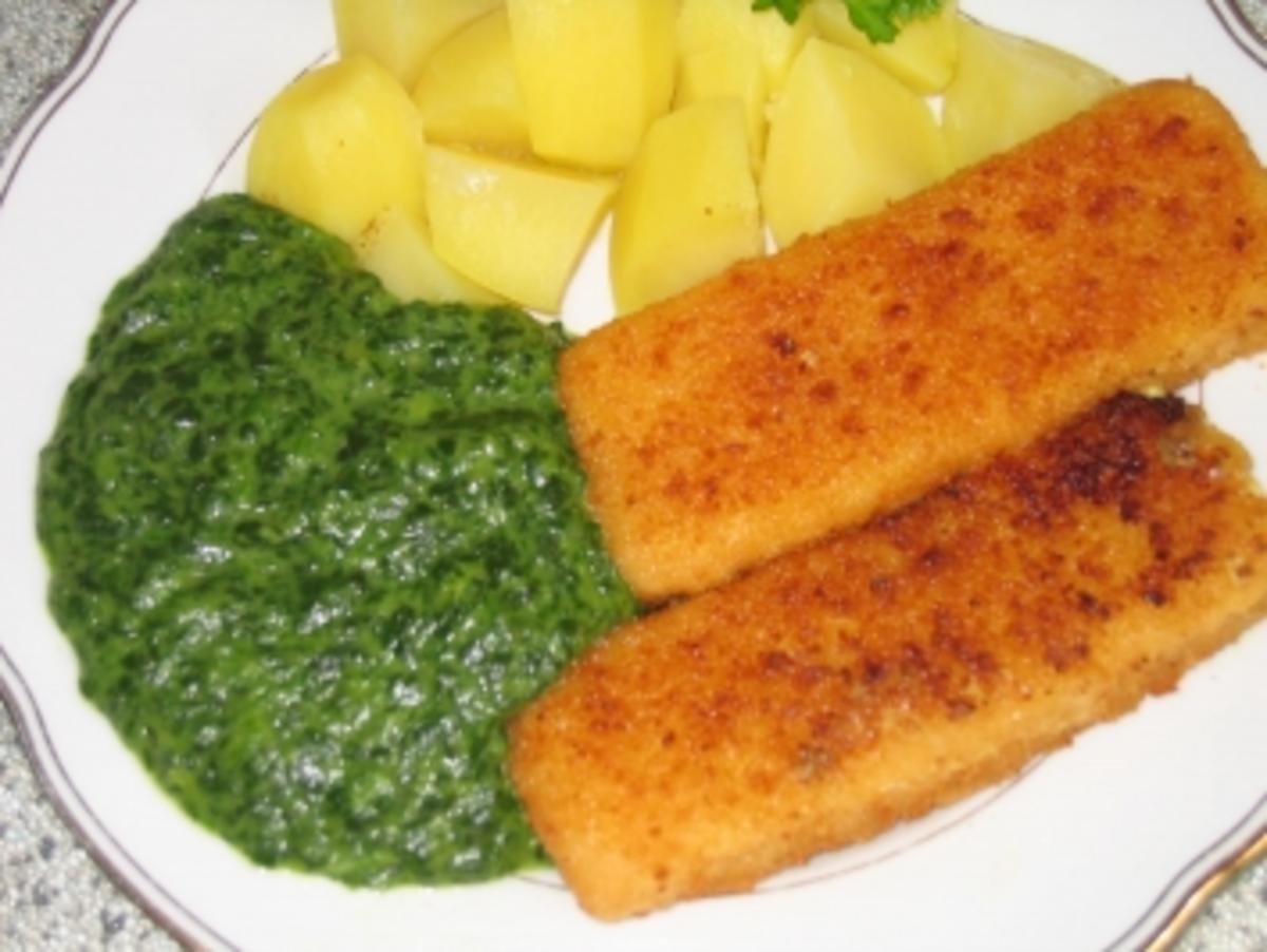 Hauptgericht: Fischstäbchen mit Spinat und Salzkartoffel - Rezept - Bild Nr. 3