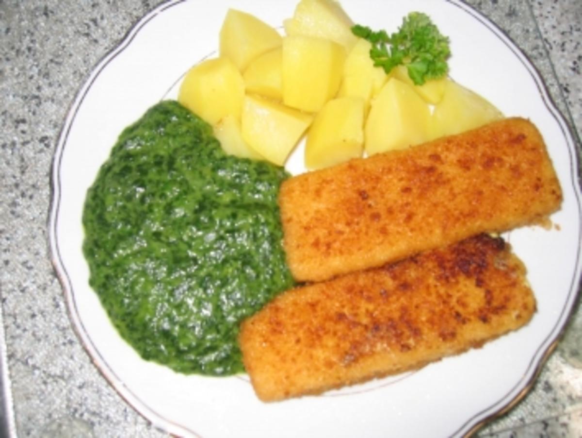 Hauptgericht: Fischstäbchen mit Spinat und Salzkartoffel - Rezept - Bild Nr. 2