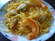 Tagliatellafeuer mit Gambas und Muscheln - Rezept