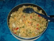 Bunte Paprika-Hähnchen-Pfanne mit Reis - Rezept