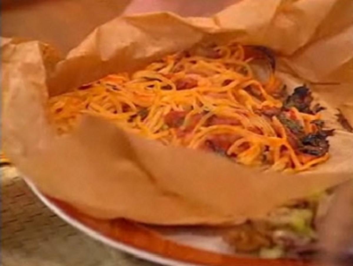 Scharfe Spaghetti im Papier - Rezept