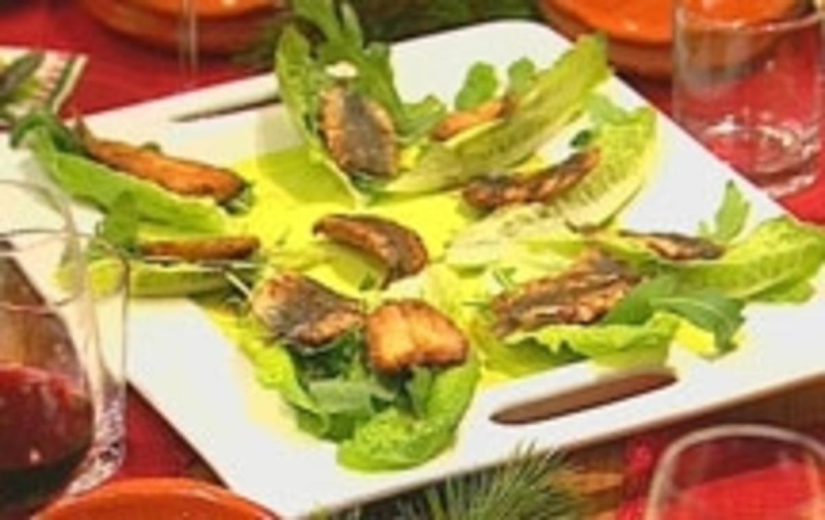 Rucola-Oliven-Salat mit Sardinen - Rezept
