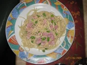 Spaghetti mit Kochschinken und Erbsen - Rezept