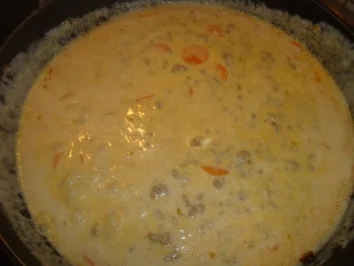 Rezept: Spaghettini mit Hackfleisch Sahnesoße Bild Nr. 3 Spaghettini mit Hackfleisch Sahnesoße - Rezept - Bild Nr. 3