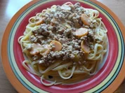 Spaghettini mit Hackfleisch Sahnesoße - Rezept