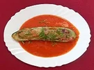 Rezept: Überbackene Zucchinischiffchen auf toskanischer Tomatencreme Überbackene Zucchinischiffchen auf toskanischer Tomatencreme - Rezept