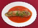 Überbackene Zucchinischiffchen auf toskanischer Tomatencreme - Rezept