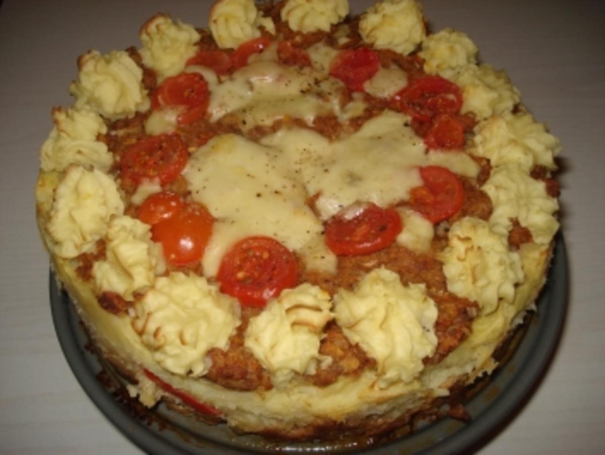 Bilder für Hackfleisch – Tomaten – Paprika – Mozzarella - Torte - Rezept